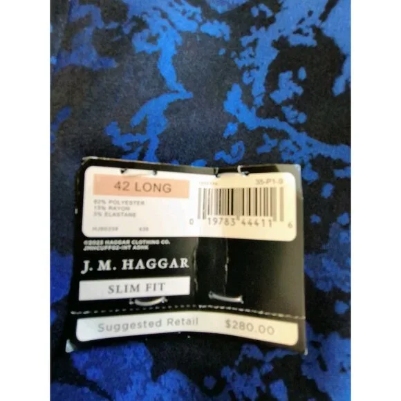 J.M. Haggar Premium Suit Tuxedo Jacket Men 42L/L/L Blue Black Classic Slim Fit - Picture 5 of 11
